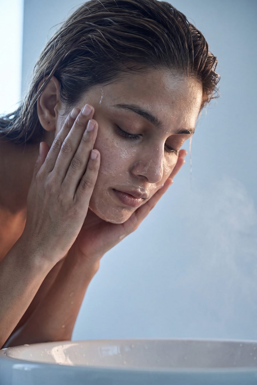 Rinsing after the FRUIT WINE face wash